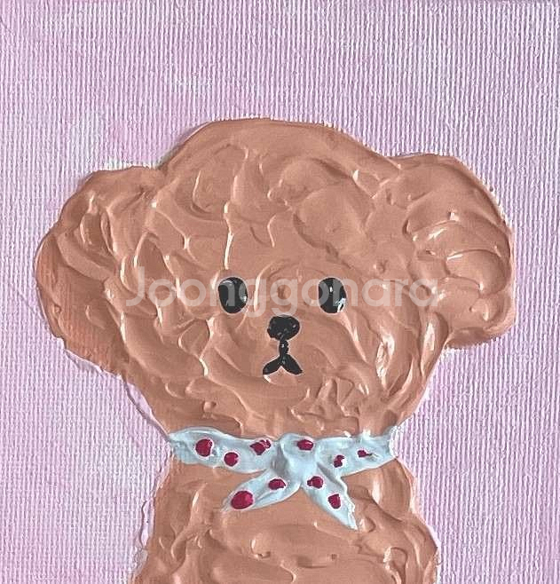 강아지 캔버스 그림 4개 세트--2