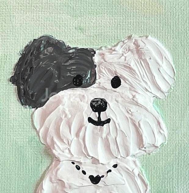 강아지 캔버스 그림 4개 세트--3