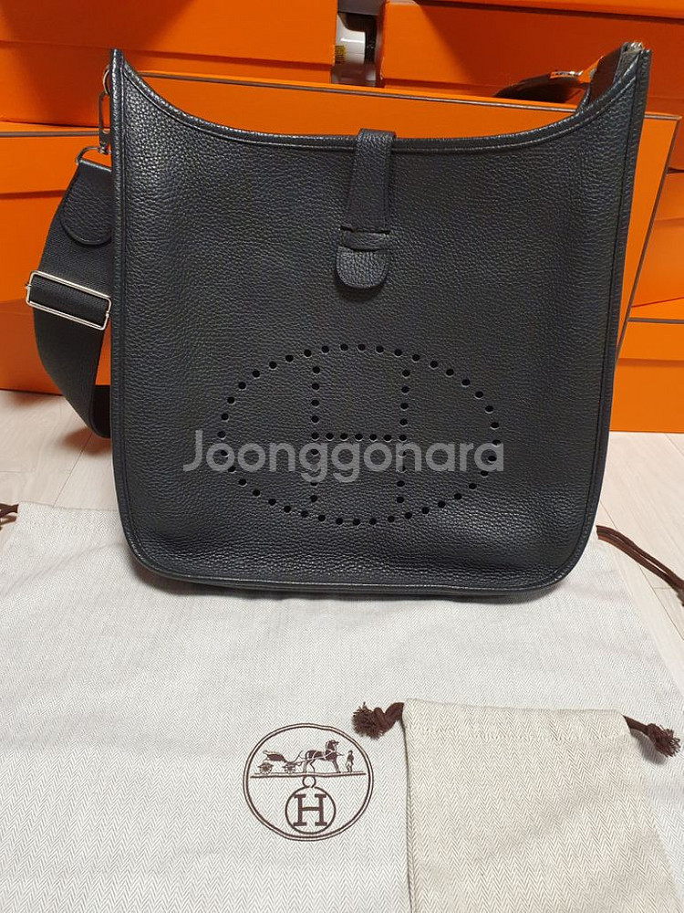 정품 에르메스 에블린33 블랙 은장--5