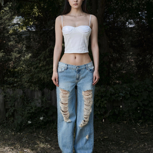 보헴서 DAMAGE WIDE DENIM PANTS