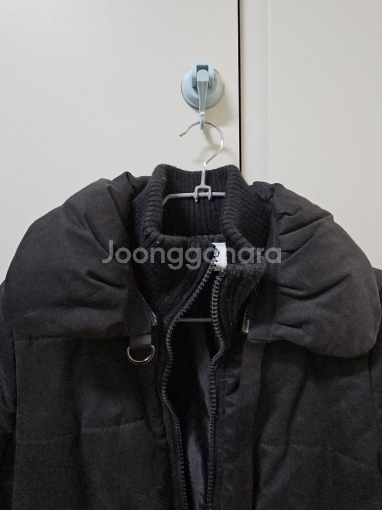 블랙 숏 패딩 레이스 디테일 귀엽고 따뜻--2