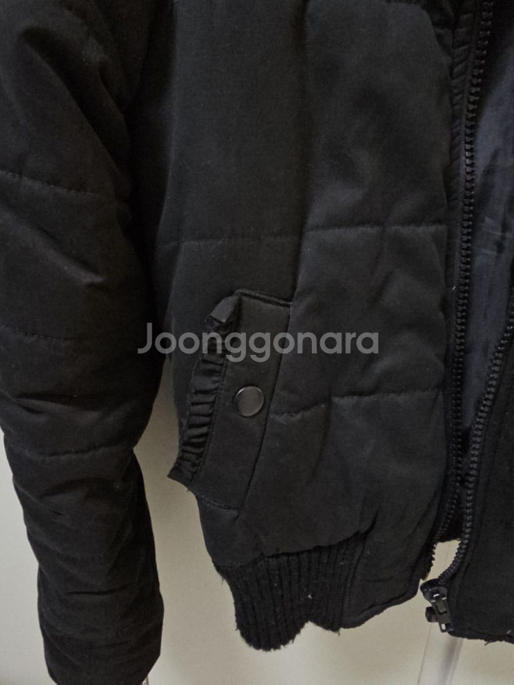 블랙 숏 패딩 레이스 디테일 귀엽고 따뜻--1