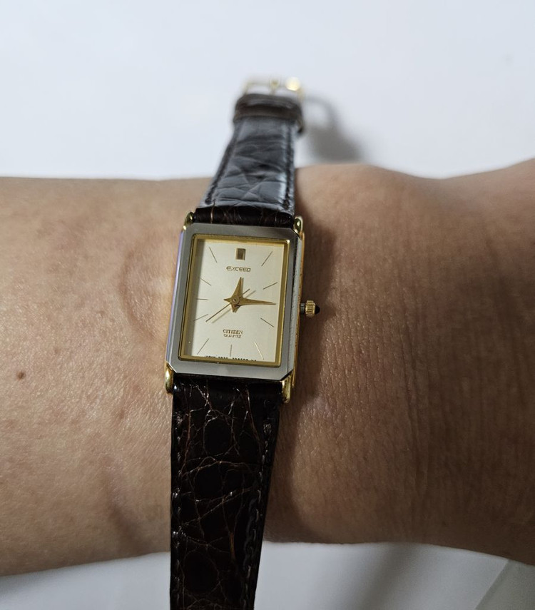 시티즌 Exeed 여성용 미니 탱크가죽 시계/JAPAN--5