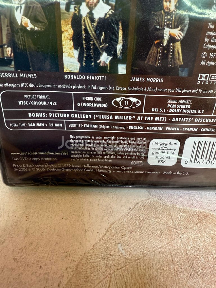 플라시도 도밍고,베르디: 루이자 밀러,미개봉DVD.20--4