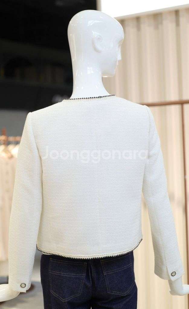 케네스레이디 펄파이핑장식 레터링 글리터 트위드 자켓 5--3
