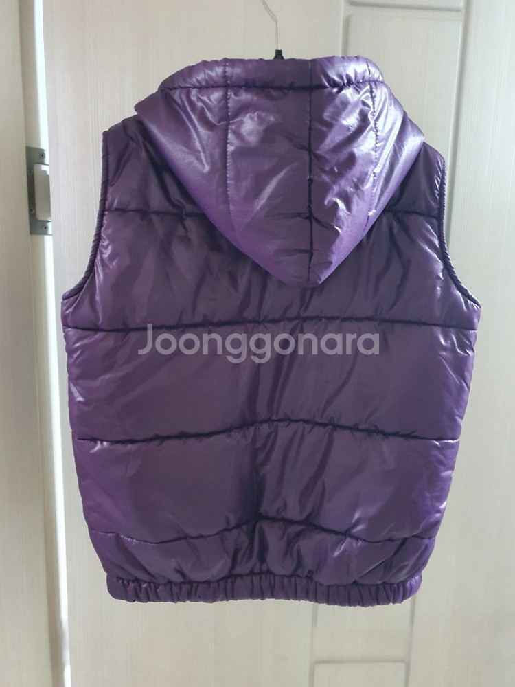 후드 숏패딩 조끼 F 보라 바이올렛 지그재그 베스트--4