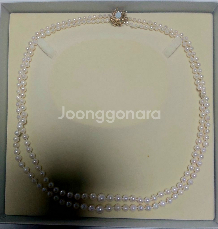 천연 원석 오팔 & 진주 2줄 목걸이 14k골드 할인--3