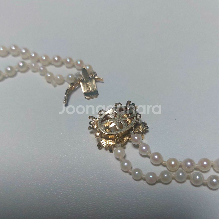 천연 원석 오팔 & 진주 2줄 목걸이 14k골드 할인--4