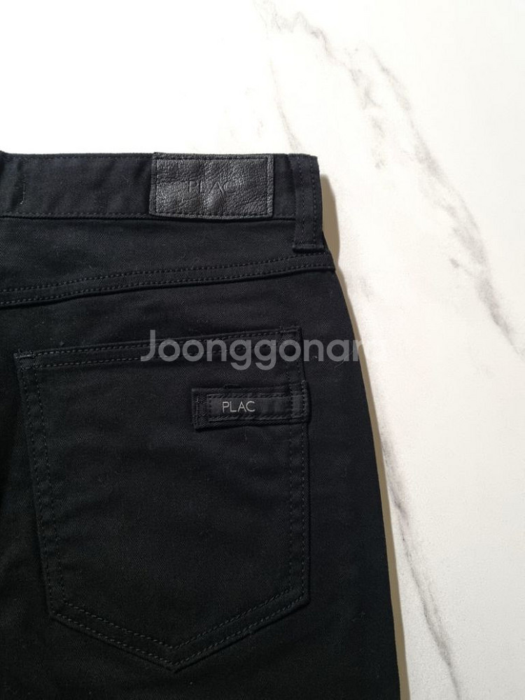 30)플랙진 가죽패치 블랙청바지 스판 크롭팬츠 청바지--2