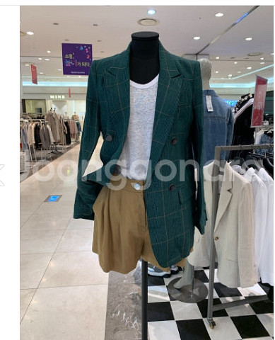 시슬리 sisley 더블 브레스트 린넨 자켓 55 사이--1