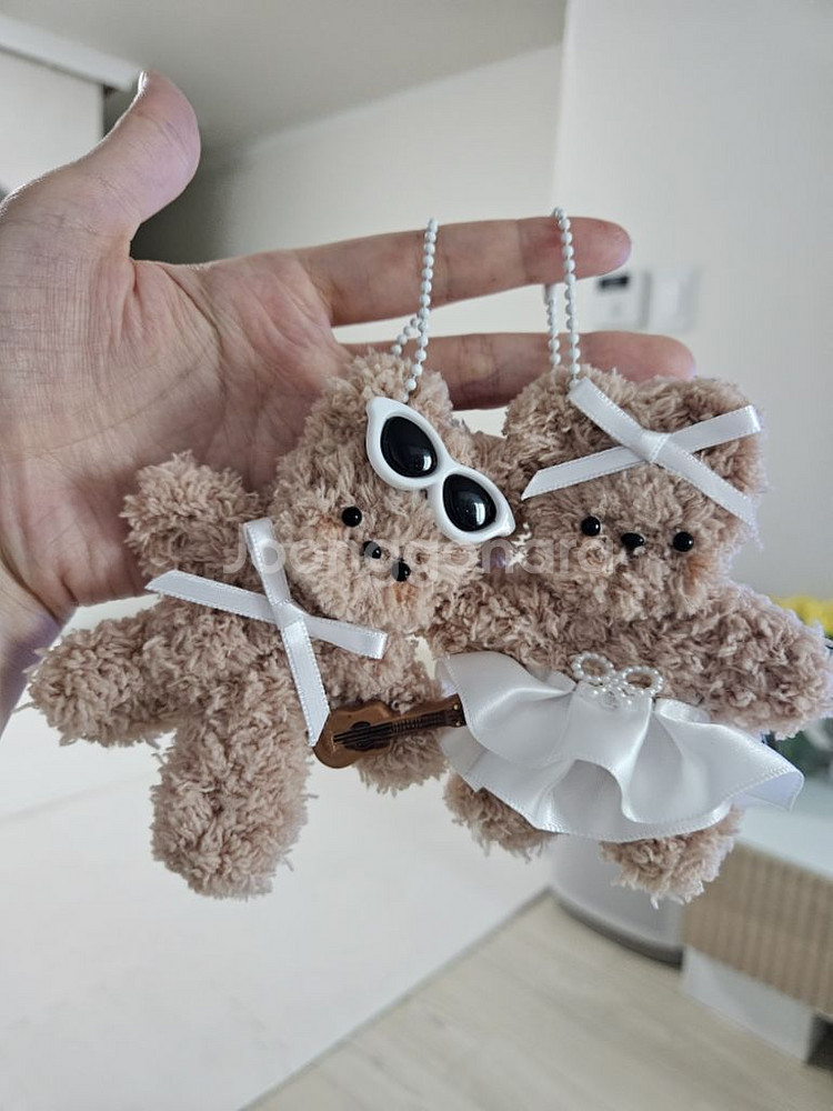 핸드메이드 웨딩 커플 모루인형 키링 웨딩소품 결혼기념일--1