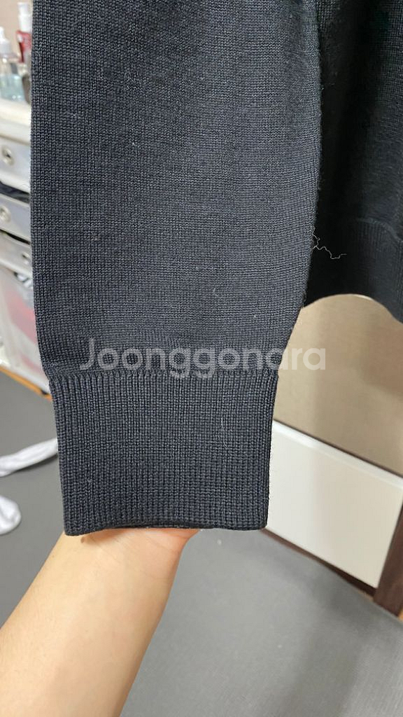 [M] 메종 키츠네 트라이컬러 폭스 패치 가디건 블랙--4