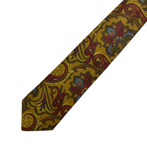 명품 에트로 넥타이 9.5cm 카멜 컬러 페이즐리 패턴