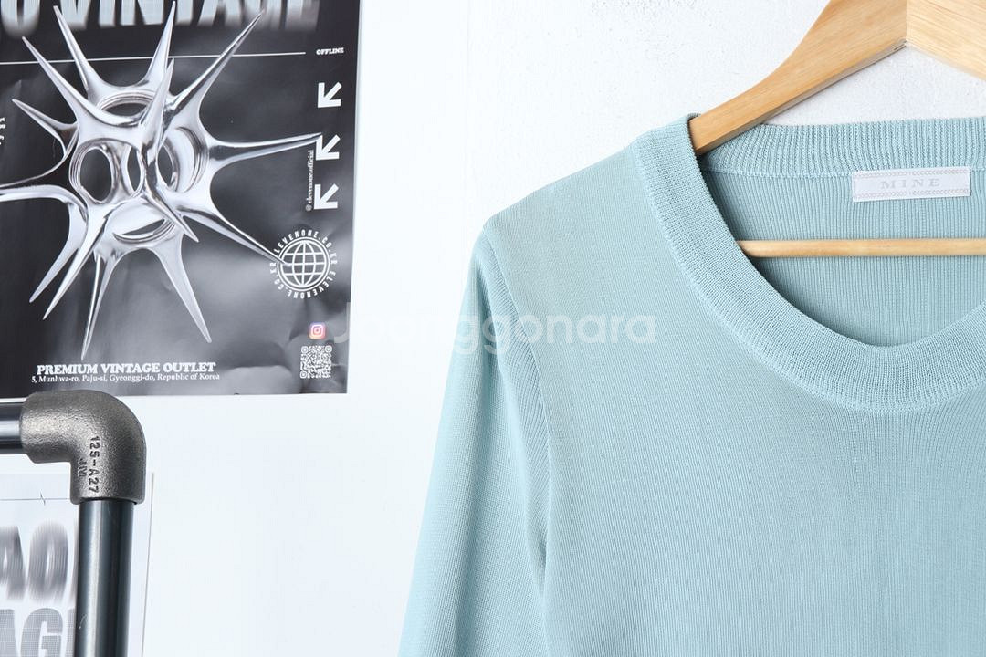 W(F) 마인 니트 작은오염 연블루 한정판--2