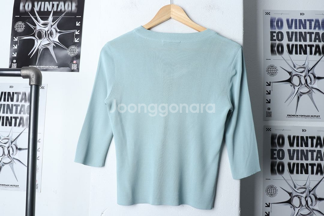 W(F) 마인 니트 작은오염 연블루 한정판--7