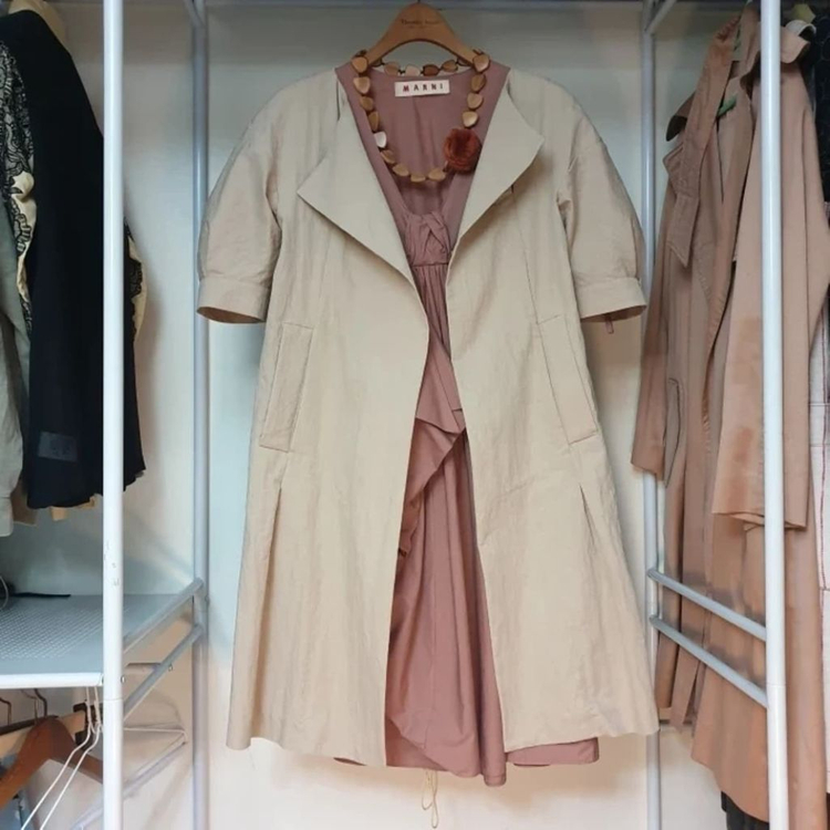MARNI 마르니 오픈카라 입체소매 원피스 트렌치 코트--1