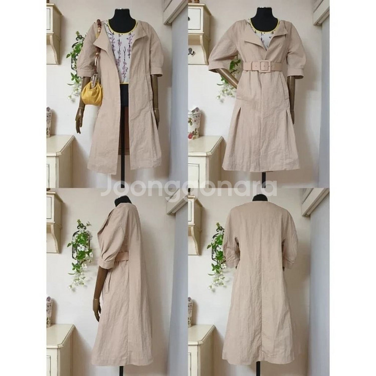 MARNI 마르니 오픈카라 입체소매 원피스 트렌치 코트--8