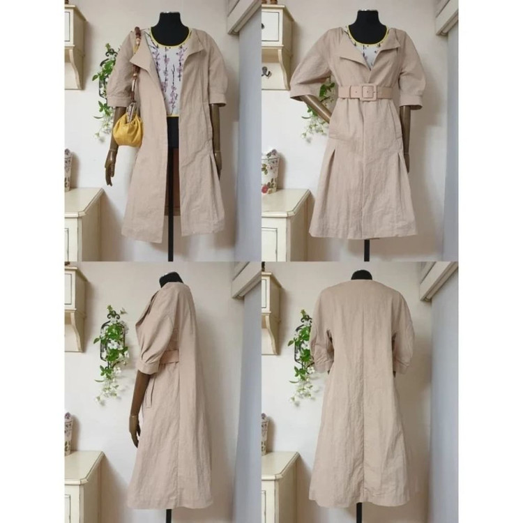 MARNI 마르니 오픈카라 입체소매 원피스 트렌치 코트--8