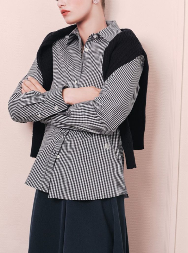 칼라거펠트 깅엄 셔츠(77~88) ㅡ새상품