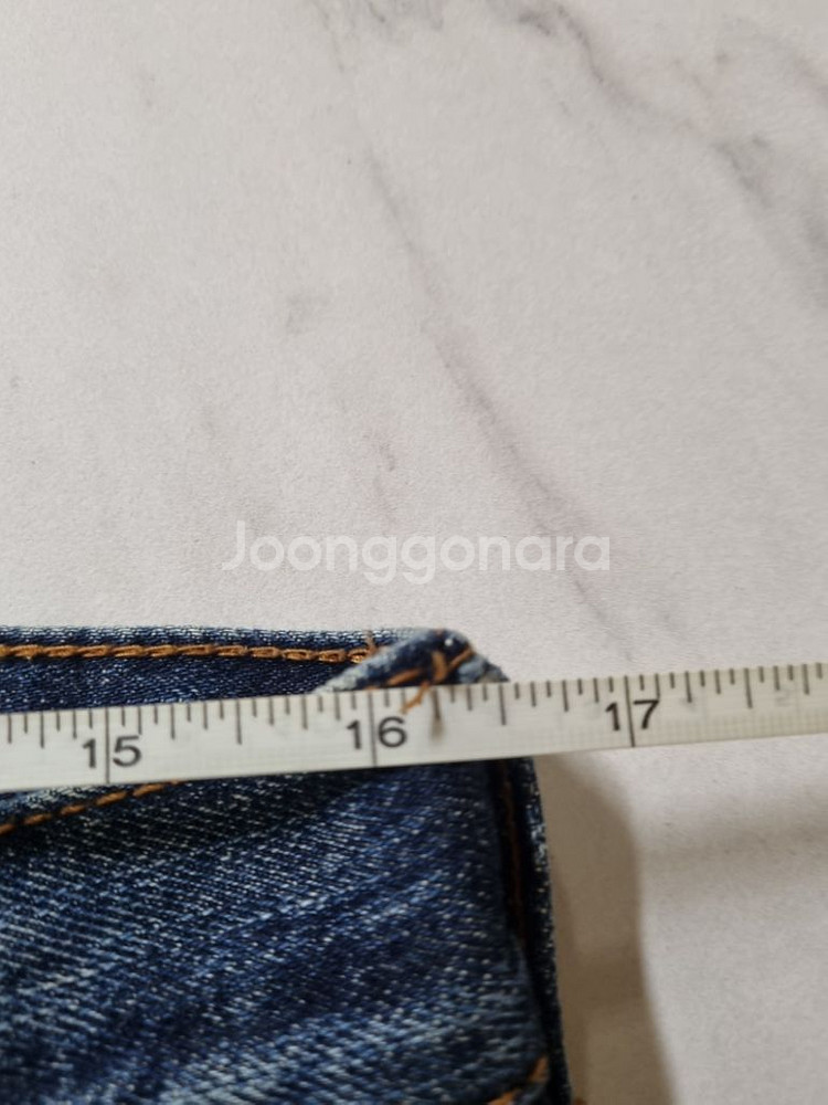 32)켈빈클라인 가죽패치 워싱 데님 생지 부츠컷 청바지--6