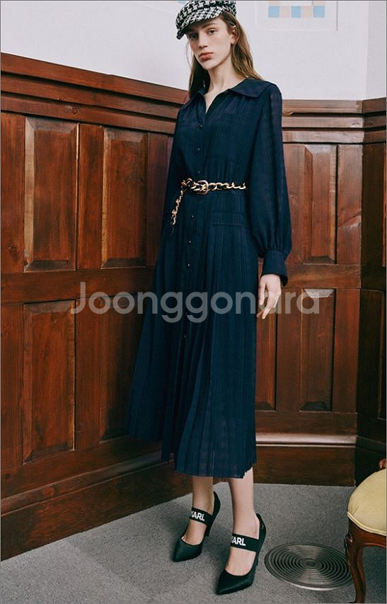 (55사이즈)새상품/칼라거펠트 플리츠 롱원피스--3
