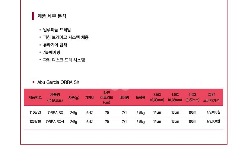 낚시릴(아부가르시아 오라 SX) 베이트릴--2