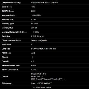 aorus rtx 2070 super 판매합니다