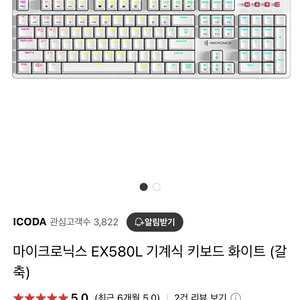 마이크로닉스 EX580L 기계식 키보드 화이트 (갈축)
