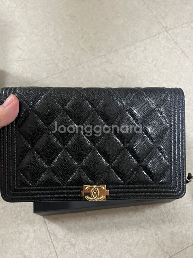 샤넬 체인 지갑 블랙 WOC 보이샤넬 폰홀더 체인백--1