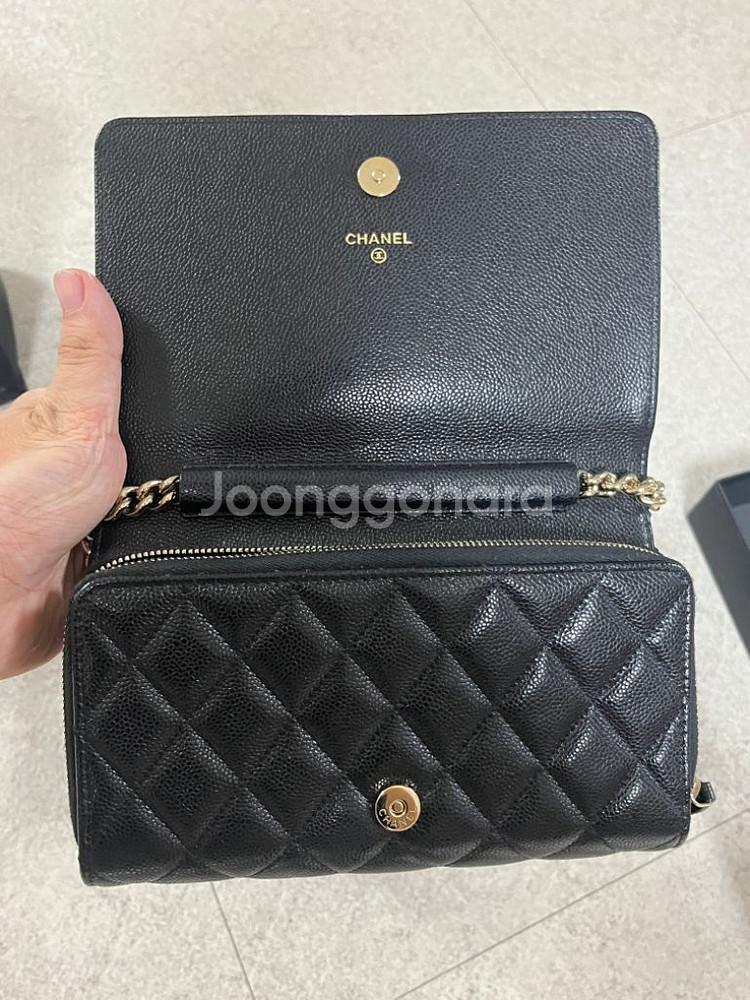 샤넬 체인 지갑 블랙 WOC 보이샤넬 폰홀더 체인백--3
