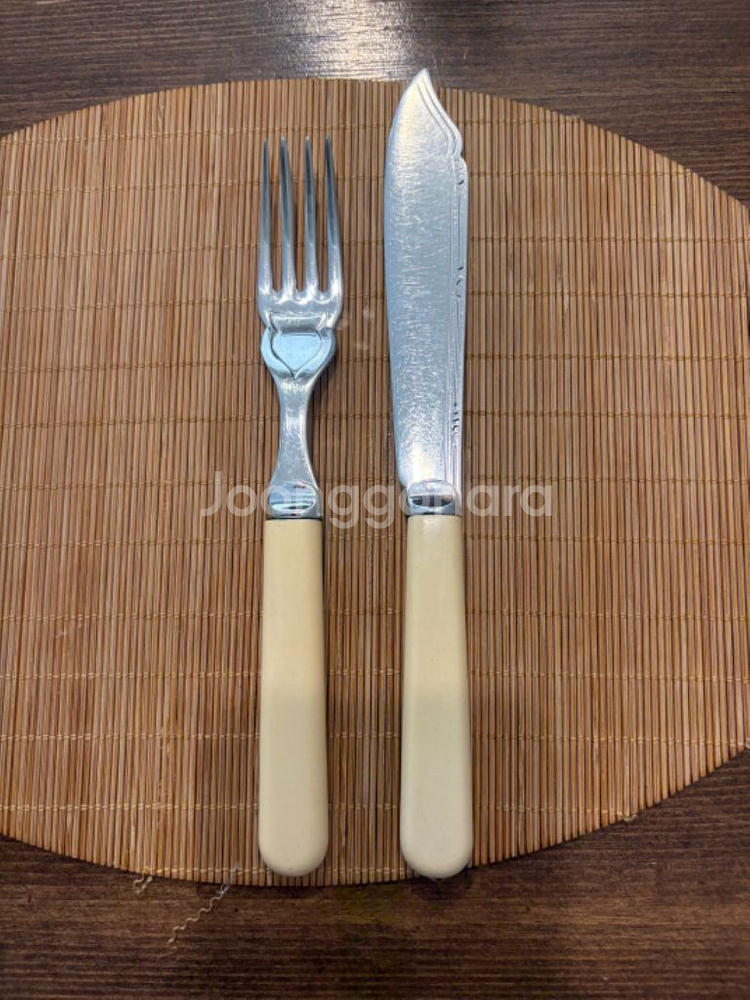 빈티지 셰필드 피쉬 포크 나이프 듀오--3