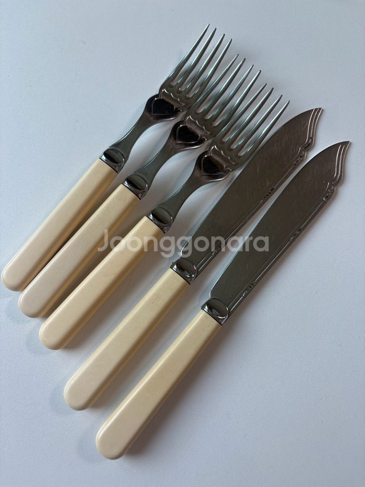빈티지 셰필드 피쉬 포크 나이프 듀오--9
