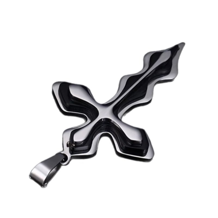 새 검정색 십자가 물결 목걸이 스테인레스 스틸 천주교 이미지