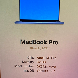 MacBook M1Pro 16인치 32g 램 512