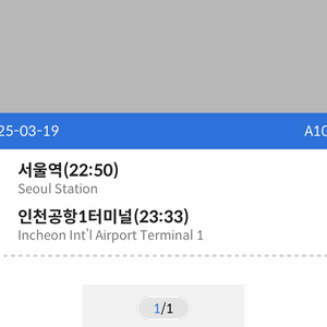 인천공항 - 서울역 철도 티켓