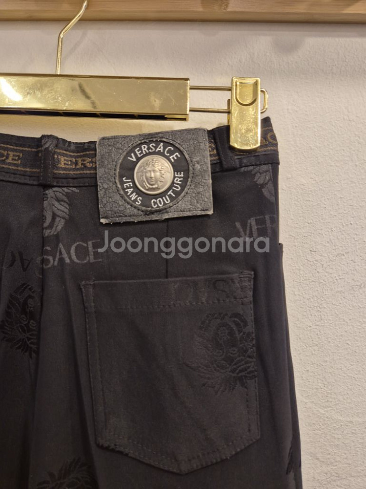 베르사체 진스 레터링 로고 바지--4
