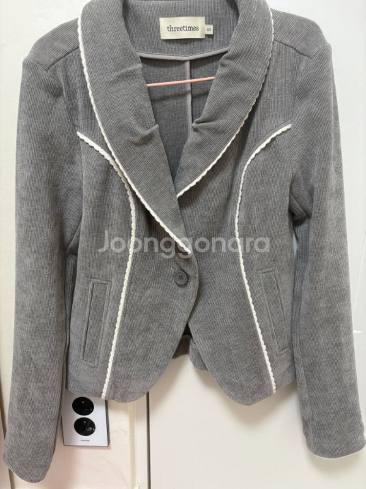 쓰리타임즈 dana trim jacket 그레이 (S)--1