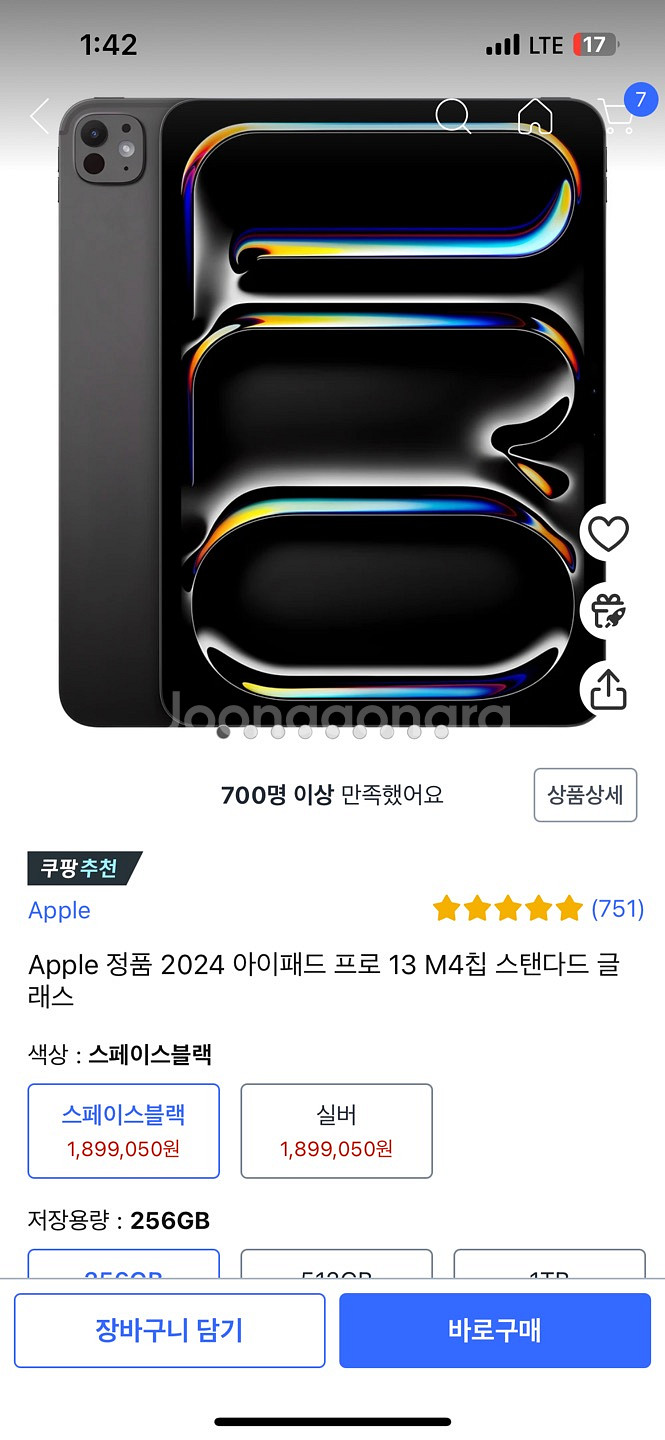 아이패드 프로 13 M4칩 256GB 스페이스블랙--1
