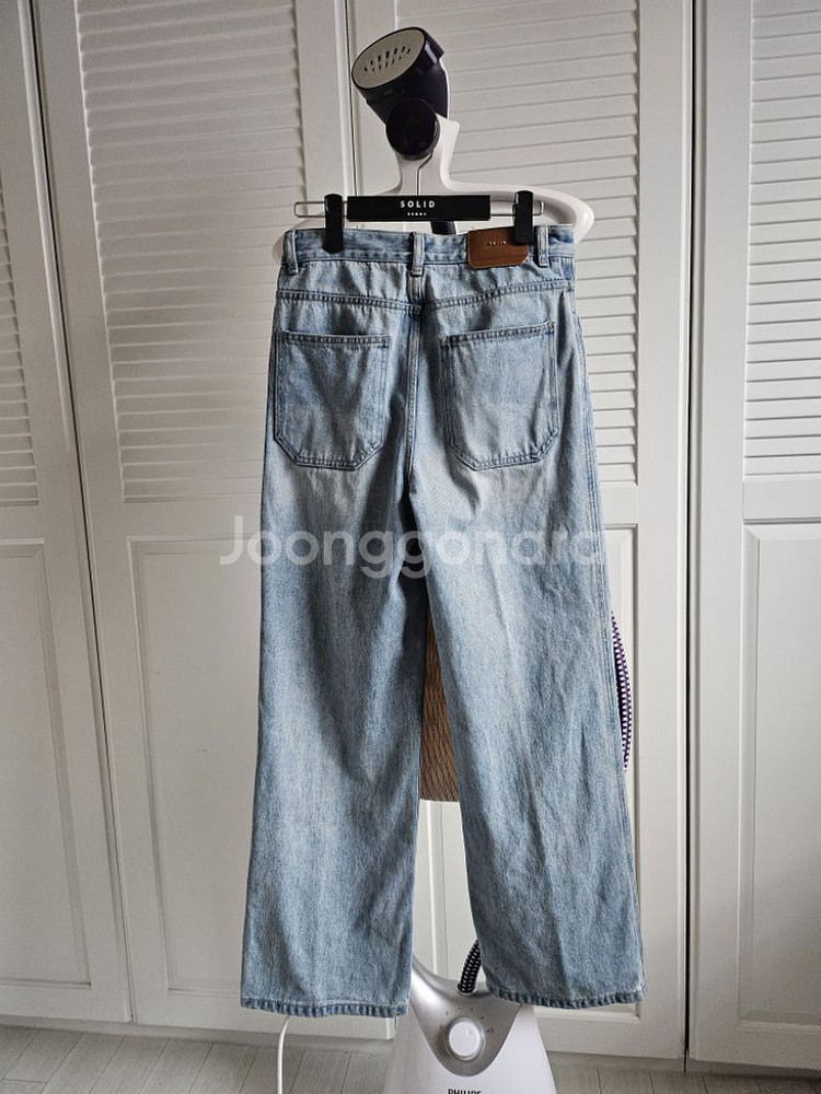 솔리드옴므 24ss 블루 코팅진 세미와이드--3
