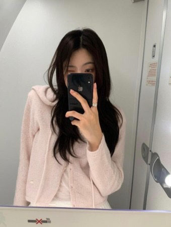 온드민 Low hooded knitwear 핑크 가디건--1