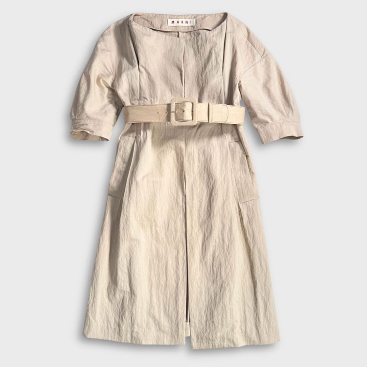 MARNI 마르니 오픈카라 입체소매 원피스 트렌치 코트--7