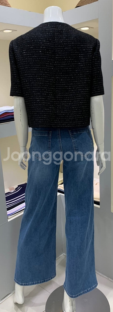 쉬즈미스 은펄사 글리터 브이넥 반팔 자켓 55사이즈 새--3