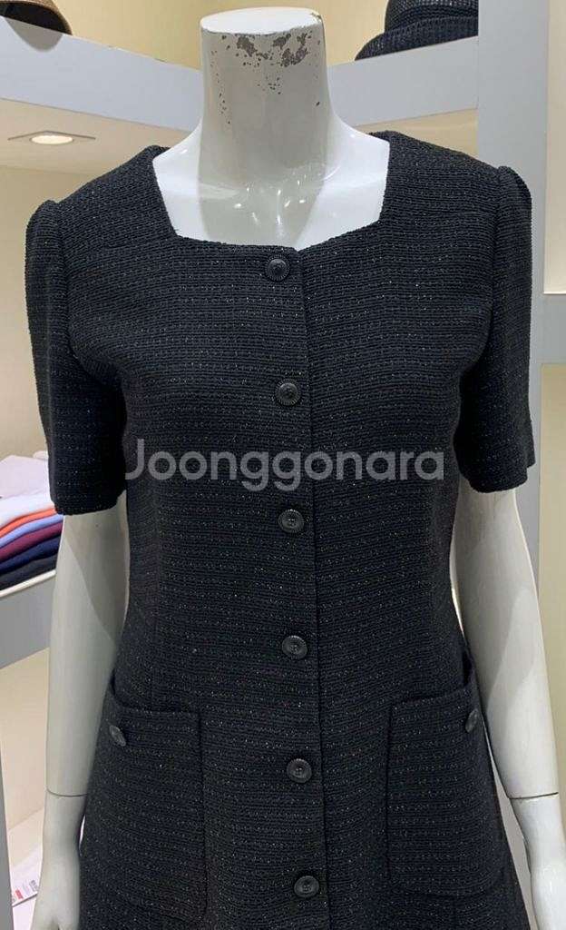 쉬즈미스 은펄사 글리터 스퀘어넥 반팔 원피스 66사이즈--1