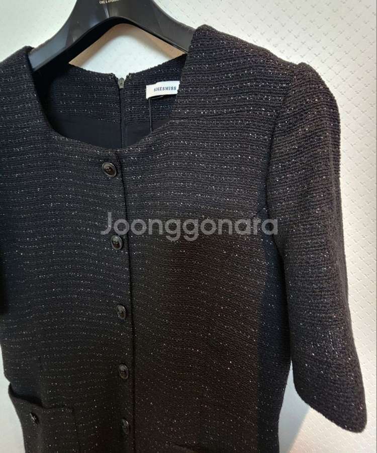쉬즈미스 은펄사 글리터 스퀘어넥 반팔 원피스 66사이즈--5