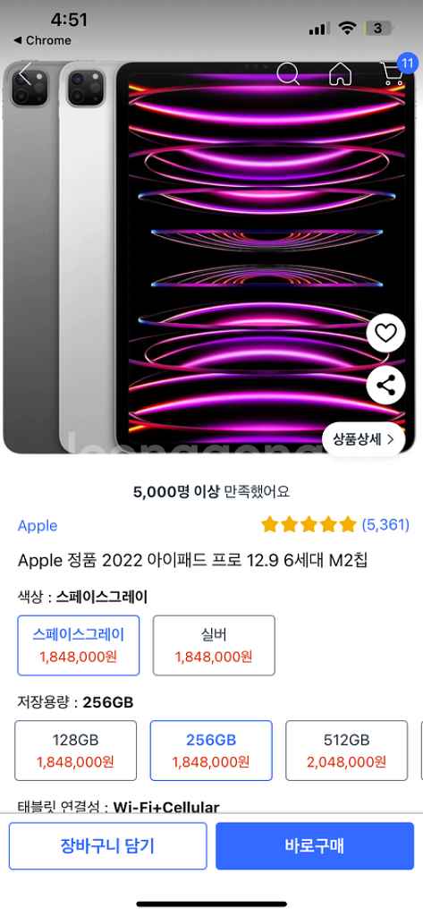 아이패드 12.9 6세대 256GB 셀룰러+wifi--1