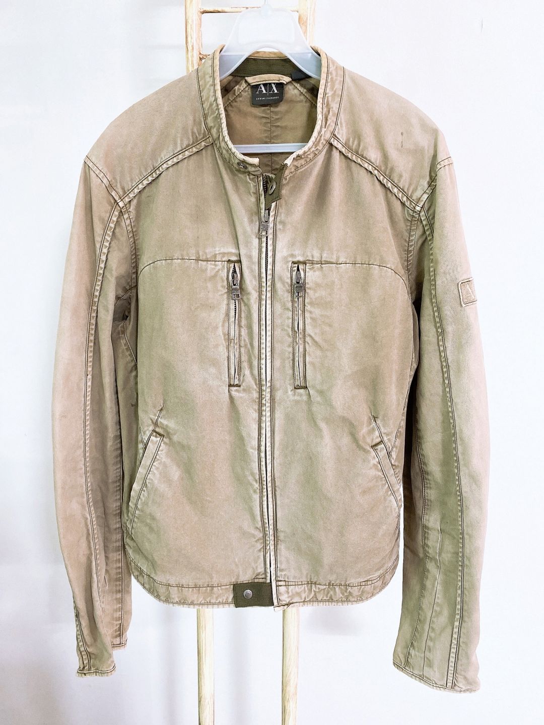 95)아르마니익스체인지남자빈티지나염라이더자켓