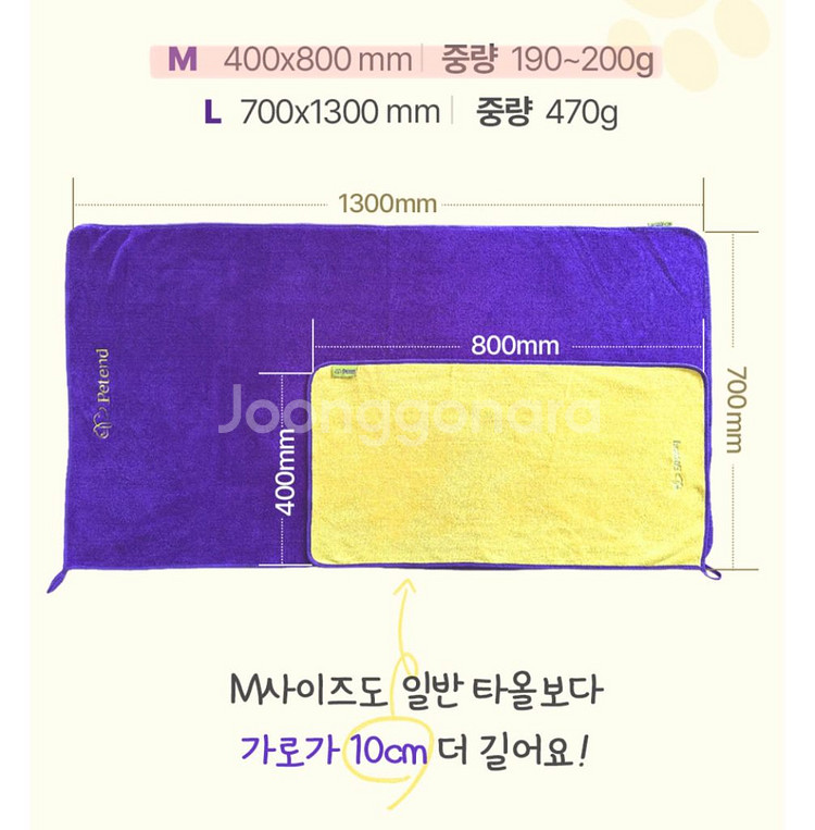 페텐드 솜솜타올 M | 강아지수건 펫타올--2