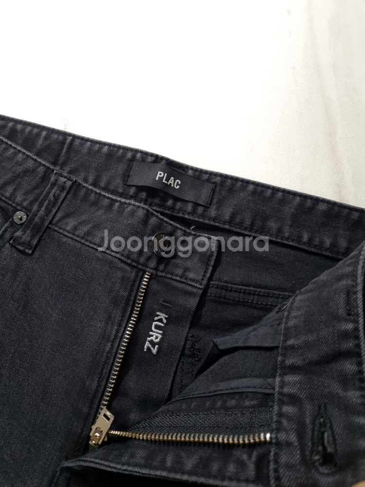 33)플랙진 가죽패치 블랙청바지 스판 크롭팬츠 청바지--4