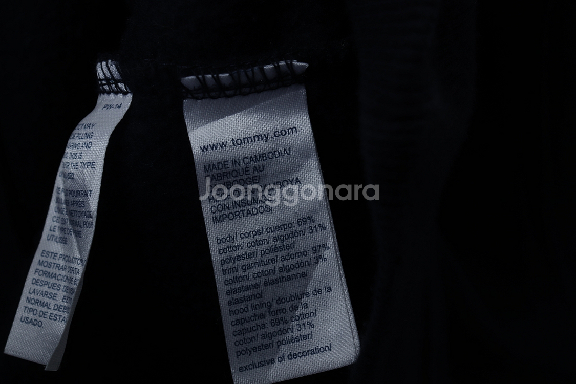 (S-M) 타미힐피거 후드티셔츠 네이비 기모 빅로고--5