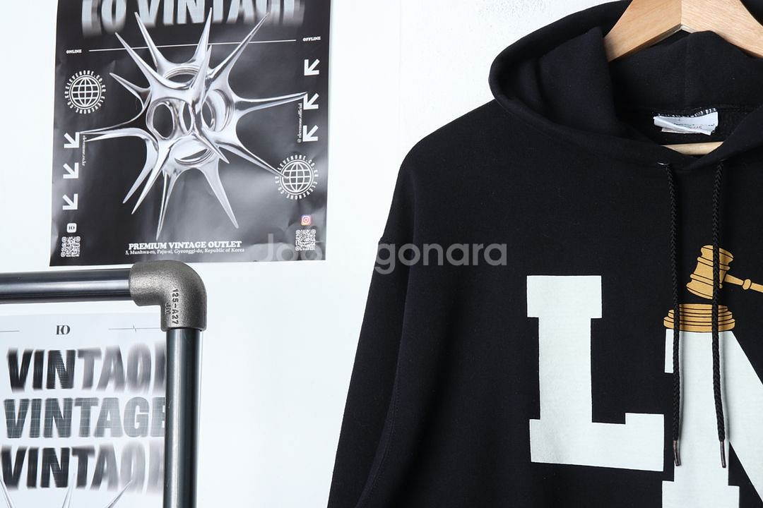 (L-XL) 챔피온 후드티셔츠 블랙 올드스쿨 빅로고--2